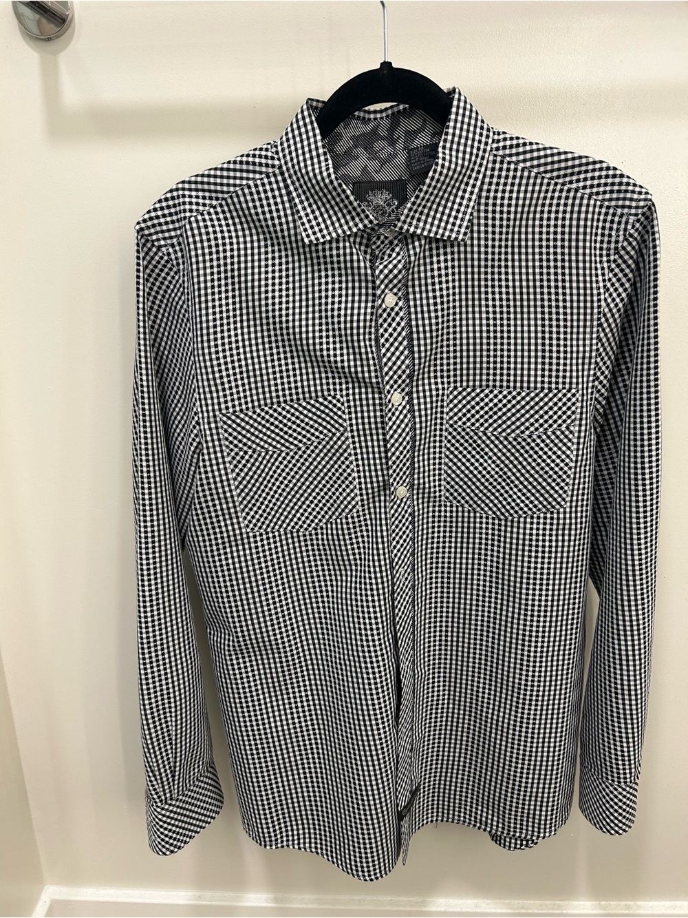 English Laundry Black and White Gingham Button-Down Shirt